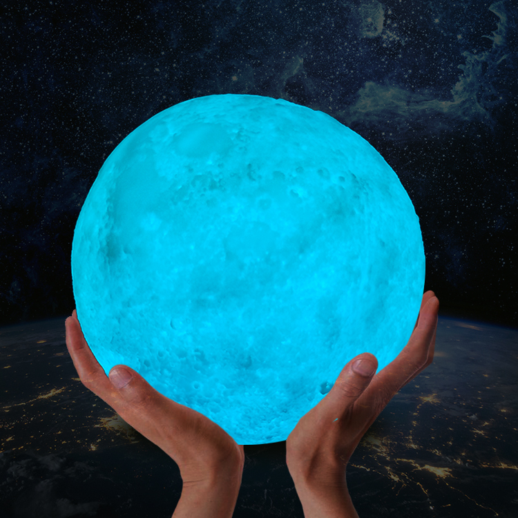 Новинка, сенсорная функция, светодиодная лампа в форме Луны с дистанционным управлением, 3D-печать, лунная лампа