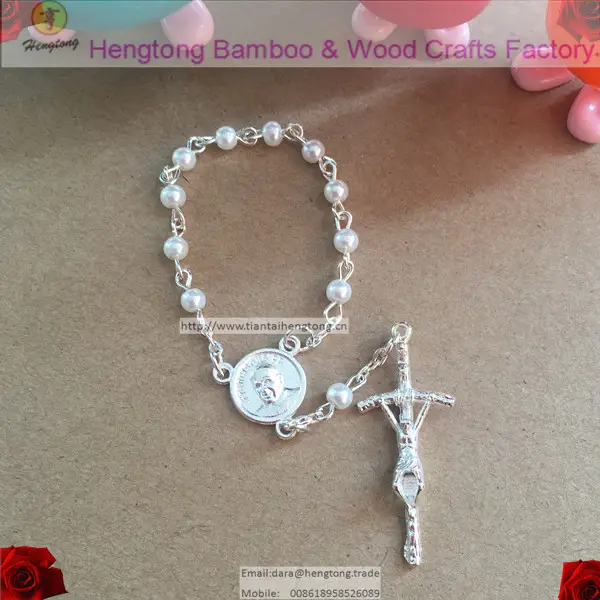 4mm de cristal de imitación perla Rosario brazalete para católica uso y década Rosario como un regalo para niño bautismo de denary