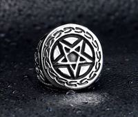 Bague en acier inoxydable, anneau harry potter, pour hommes, en Agate, noir, porte-bonheur, étoile de David