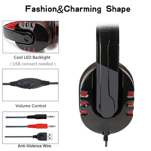 Casque de jeu lumineux à LED de <span class=keywords><strong>bonne</strong></span> <span class=keywords><strong>qualité</strong></span> bandeau de sport électronique casque écouteur d'ordinateur pour PC - Product Image 3