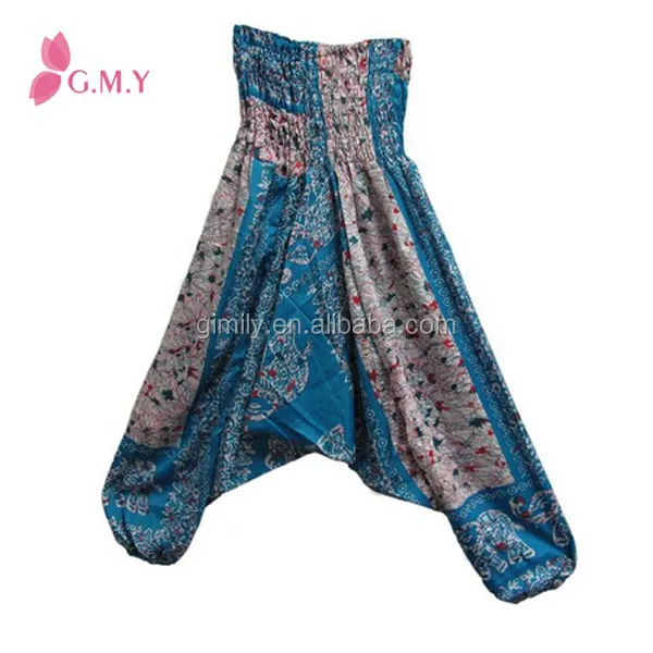 Indian alibaba boho Jumpsuit ropa mujer vintage silk dance harem pants,