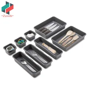 ZNF00073 Plastic 8 Pcs Drawer Organizer Dividers für Bathroom Cosmetic Makeup und Kitchen Silverware Cutlery Utensil Tool Box