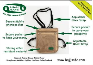 Hot Sale Hajj Umrah Safe Nylon <b>Small</b> Neck Travel Bag for Mobile Phone and Card - Product Image 2