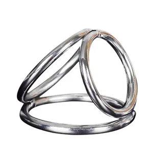 Triple Loop Metal Cock Ring Cock Cage Erection Enhancer Impotence Aid Stretcher