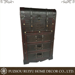 Wholesale 100% Solid Wood Retro Craft Product Large Classic Wooden Trunk <strong>Brown</strong> <strong>Storage</strong> <strong>Box</strong> for Wine With Handle - Product Image 2