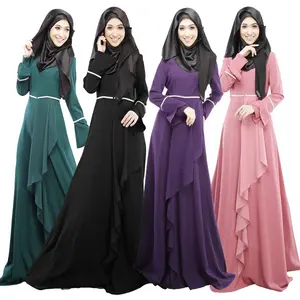 Vestidos islâmicos modernos de manga longa, elegante abaya