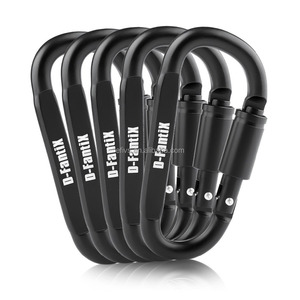 Wholesale Carabiner Clip, Aluminum Locking Carabiner Keychain D Ring Carabiner Black