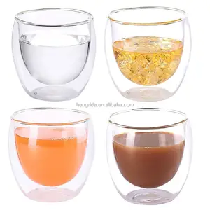 Tasses à café et à thé en verre isolé à Double paroi, résistantes à la chaleur, 9 oz