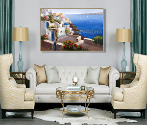 <span class=keywords><strong>Pintura</strong></span> al Óleo de Alta Calidad Pintada a Mano de Paisaje Marino Griego del Mar Egeo, Moderna <span class=keywords><strong>Pintura</strong></span> de Paisaje Marino de Santorini para Decoración de Habitaciones, Base de Lienzo - Product Image 3