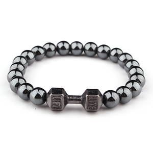 Bracciale Elastico da Uomo con Lettere, Rivetti e <span class=keywords><strong>Perline</strong></span> a Forma di Manubrio, 4 Colori, Accessorio per Mano - Product Image 6