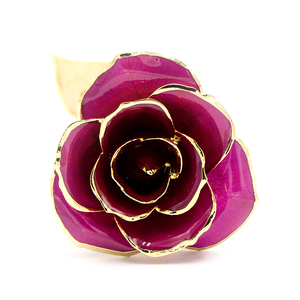 24 k Oro guarniti viola Rosa con foglia oro Fidanzata Regalo 24 k Oro Placcato Naturale Rosa Per San Valentino, regali di giorno della madre - Product Image 3