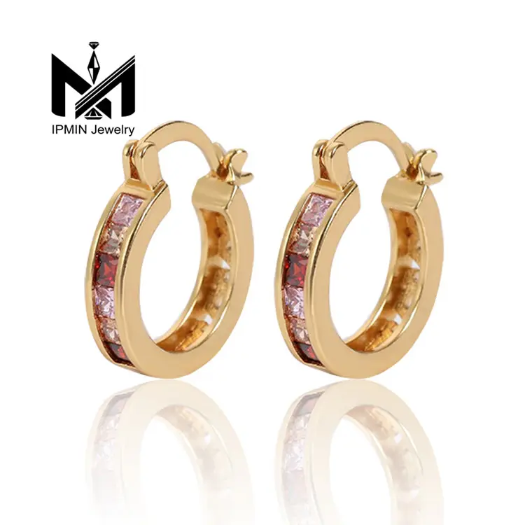Simple Design Custom Size Round Hoop Earrings 18K Gold Plated Girls Earrings