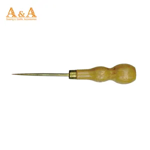 Diy herramienta de cuero hecho a mano piercing Acero inoxidable costura awl de madera puntada punzón de costura, cucurbits awl costura de madera, scratch awl