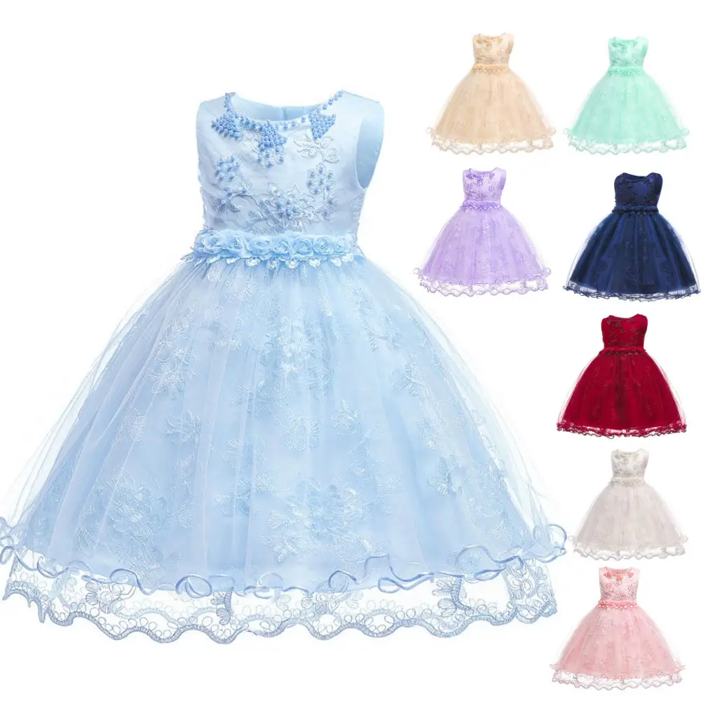 Neues Design Baby Kinder Kleidung ein Stück Mädchen Party Mode Boutique schöne Kleider mit verschiedenen Farben