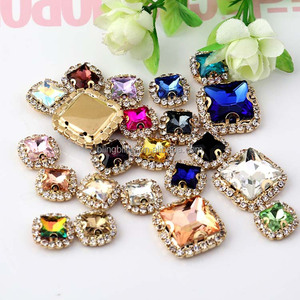 Todos los colores Glass <span class=keywords><strong>Chaton</strong></span> Stones Silver Gold Base Clear Crystal Beads Coser en diamantes de imitación en garra - Product Image 2