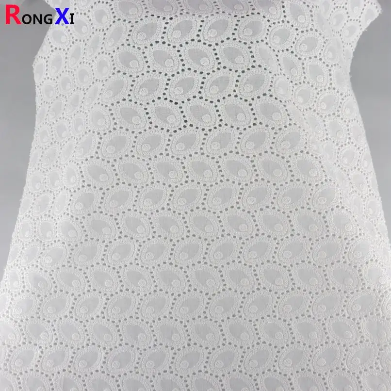Manufacturer Wholesale Price RXF0814 100% Cotton Eyelet African Embroidery Fabric For Dress With High Quality
