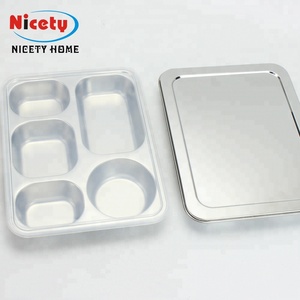 Rectangular Electrolytic Stainless Steel Fast Food <strong>Tray</strong> / Restaurant Lunch <strong>Tray</strong> / School Dinner Plate with Lid - Product Image 5