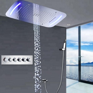 Ensemble de <span class=keywords><strong>douche</strong></span> pluie encastré thermostatique à haut débit multifonction avec robinets de <span class=keywords><strong>douche</strong></span> LED, jet de brume, cascade et massage <span class=keywords><strong>pour</strong></span> salle de bain - Product Image 3