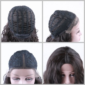 Stocks Heat Resistant Fiber Loose Wavy Black Brown Color Synthetic 14&quot; Short Lace Front Wigs for Black Women - Product Image 4