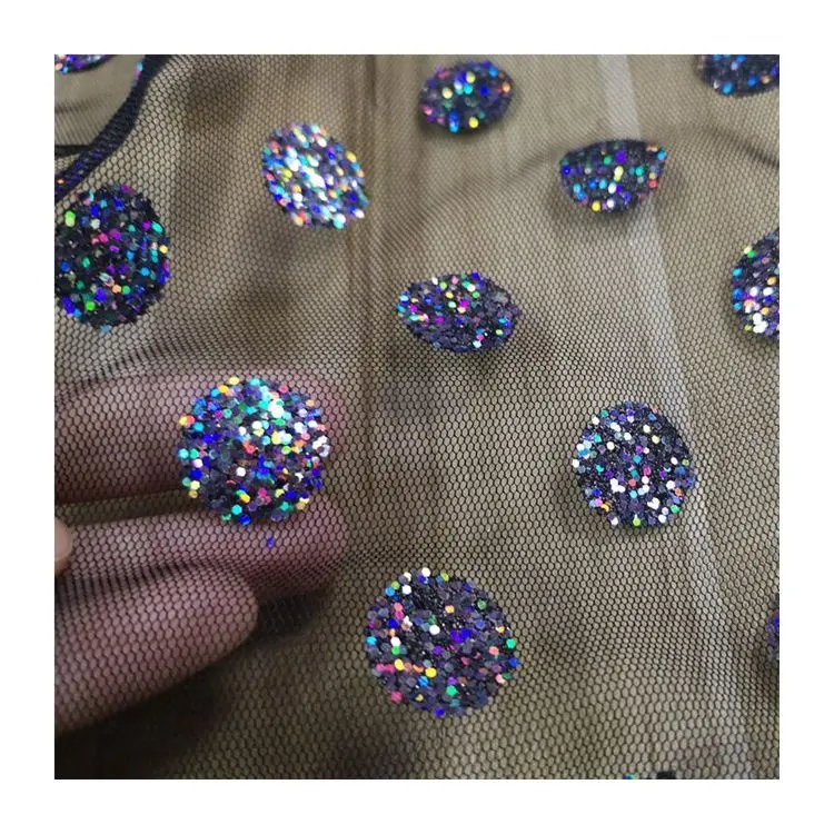 2020 Grote Stippen Kleurrijke Sequin Glitter Tule Mesh Stof