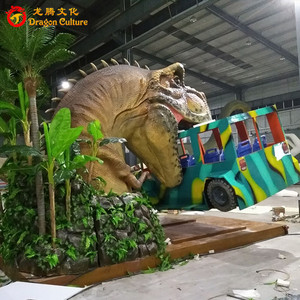 Modèle animatronique de dinosaure T-rex personnalisé pour parc d'attractions, décoration pour 5 personnes, mordant une voiture jeep, <span class=keywords><strong>prix</strong></span> de vente - Product Image 3