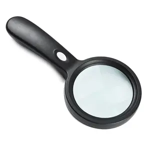 Loupe Magnifying Lens Lamp,magnifier Led Big Dia Glass Logo Oemglassiacrylicagoldustomized Hand Held 12 LED 10x 83mm Black