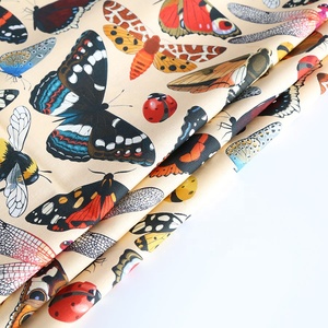 Tela Mezclada de Lino (55%) y Algodón (45%) con Estampado de Mariposas, Impresión Digital, MOQ Bajo, para Vestidos - Product Image 1