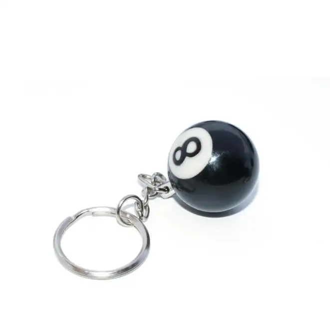 Moda creativas de billar piscina llavero de bola clave anillo negro de la suerte n° 8 clave 25mm Cadena de bola de resina de joyería regalo