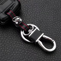 Porte-clés de voiture 4D en cuir véritable noir pour X3 X4 X5 X6 SUV Type de fermeture suspendue avec boîte porte-clés incluse
