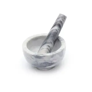 Wholesale Custom Logo Manual Spice Grinder Herb Grinder Pills Crusher White Grey Marble Mortar and Pestle Set