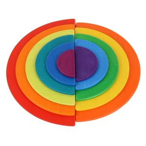 Blok bangunan papan pelangi Puzzle bersarang kayu kreatif - Product Image 5