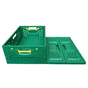 Plastic Crate Folding Plastic Crate JOIN Plastic Foldable Perforated Recyclable Feature Industrial Vegetable Folding Storage Transporting Collapsible Crate