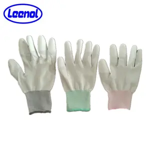 LN-8005F White Color Top Fit Esd Pu Coated Nylon Gloves
