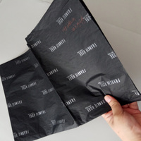 Papier de soie en coton noir avec logo blanc personnalisé pour l'emballage des vêtements