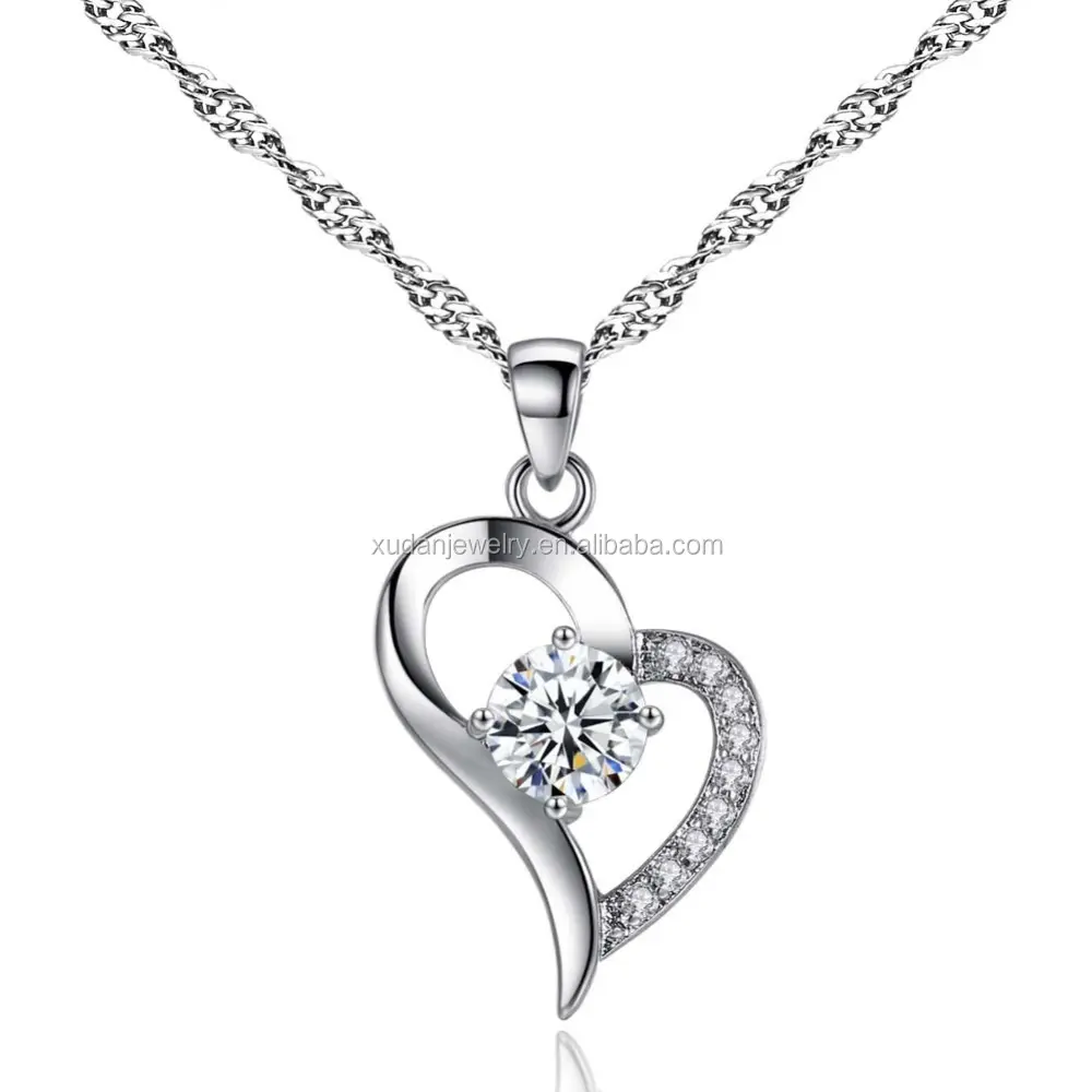 Silver Jewelry Heart Pendant 925 Sterling Silver Necklace