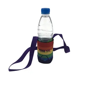 Promotional Full Printing Can Cooler with lanyard