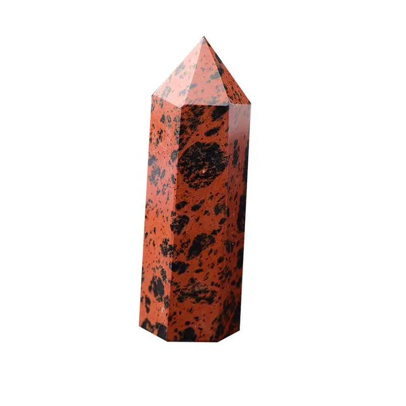 Natuurlijke Rode Obsidiaan Kristal Punten Wand Gepolijst Healing wands