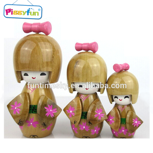 Mini mignon en bois artisanat traditionnel Roly-poly <span class=keywords><strong>Kokeshi</strong></span> japonais bébé poupée modèle de mode jouet - Product Image 2