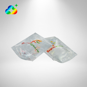 Logo boyutu özel baskılı koku geçirmez geri dönüşümlü ambalaj poşetleri gıda aperatif sıvı için fermuar ile şeffaf plastik dik duran poşetler - Product Image 4