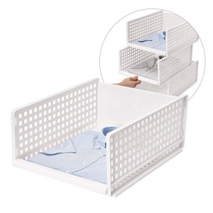 Caja de almacenamiento desmontable apilable de plástico para cocina y baño, organizador de armario, caja de almacenamiento de plástico plegable - Product Image 1