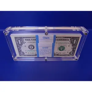 Custom Money Holder USA Dollar Acrylic Bank Note Size Display Frame with Screws for Collection