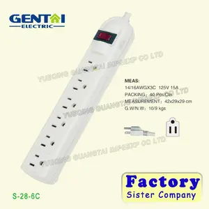เต้าเสียบปลั๊กไฟ6ช่องป้องกันไฟกระชากเต็ม230โวลต์อเมริกาสหรัฐ - Product Image 1