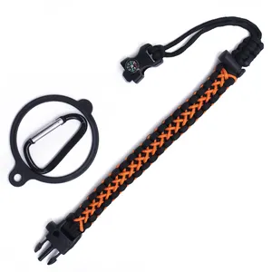 Opknoping Outdoor Karabijnhaak 550 Paracord Fles Houder met Fire Starter