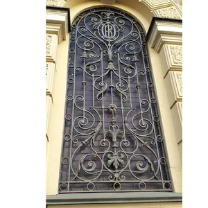 Calandre de fenêtre antique en fer forgé, grille de luxe en métal