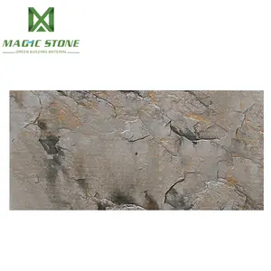 Golden lolite outside wall stone tiles marbles MCM flexible stone veneer sheet soft stone cladding tile