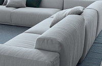 Canapé d'angle 3 places en tissu avec design en bois, vente chaude pour le salon