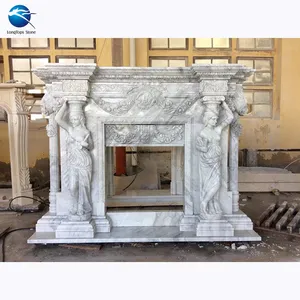 Statua di stile romano di pietra naturale mentale bianco calacatta camino in marmo