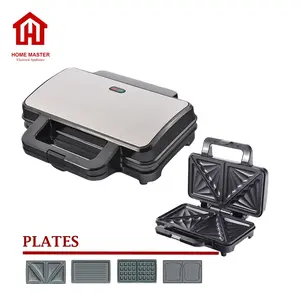 3 In 1 Afneembare Rvs Grill Sandwich Maker 2 Slice Ontbijt Broodrooster Waffle Maker Machine