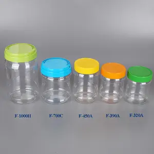 1 Liter Plastic PET Peanut Butter Round Jar Packaging And Clear Plastic Peanut Butter Container With Color Screw Lid