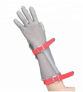 Chainmail Ring Mesh Malla resistente al corte Trabajo Guantes de acero inoxidable con puño largo de 15mm - Product Image 1